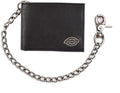 Dickies Mens RFID Everyday Leather Bifold Chain Wallet, Pebbled Black, One Size