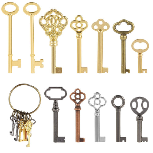 12PCS Hollow Barrel Skeleton Key  Universal Barrel Key Replacement  Generic Skeleton Key for Vintage Furniture and Locks