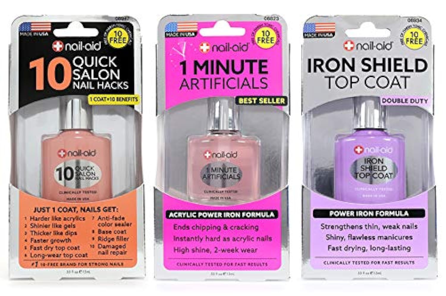 Nail-Aid 3-Pack: 10 Quick Hacks + 1 Minute Artificials + Iron Shield