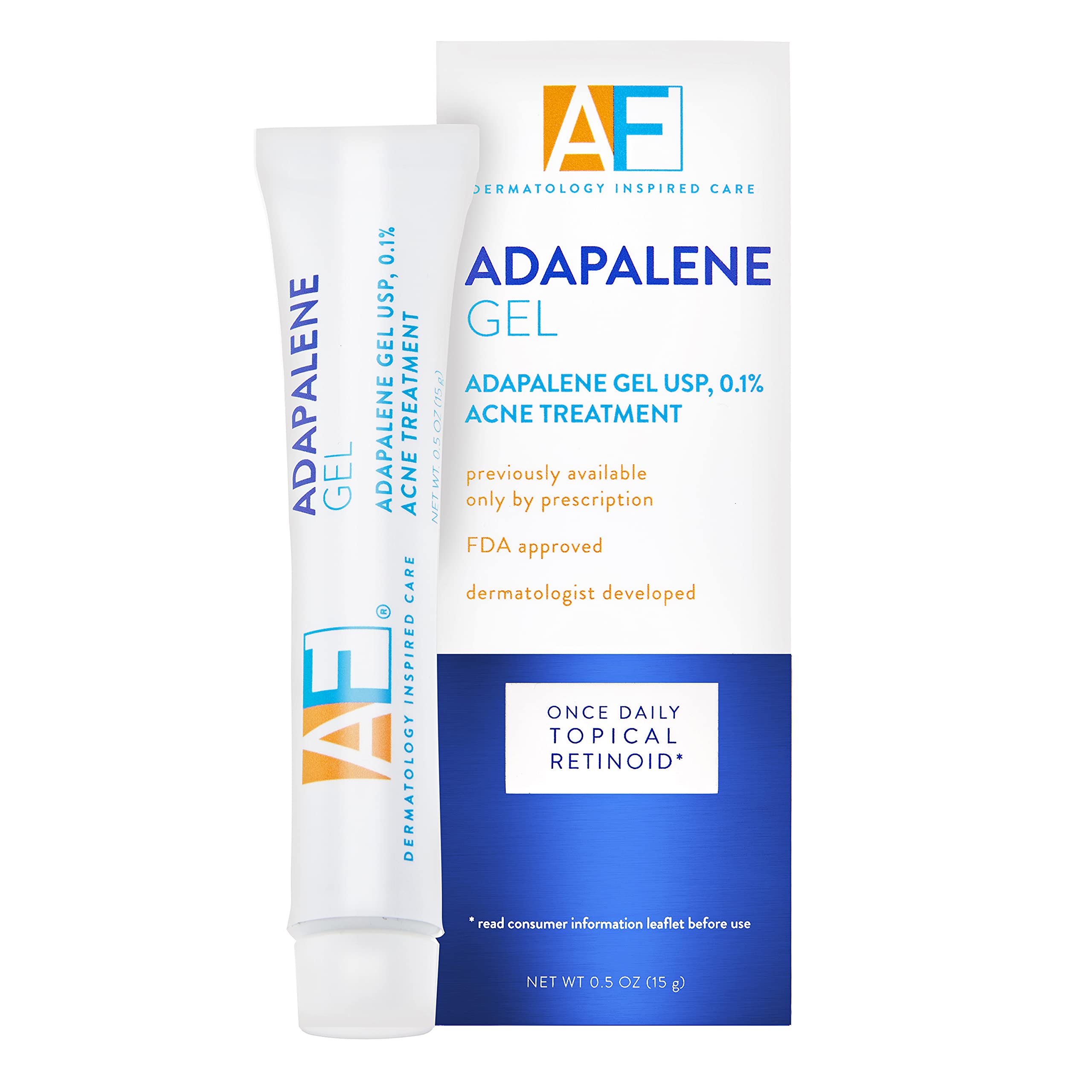 Acne Free Adapalene Gel 0.1%  Once-Daily Topical Retinoid Acne Treatment  Dermatologist Developed  Unclogs Pores and Clears Acne  Prevents and Improve Whiteheads and Blackheads  0.5 Ounce