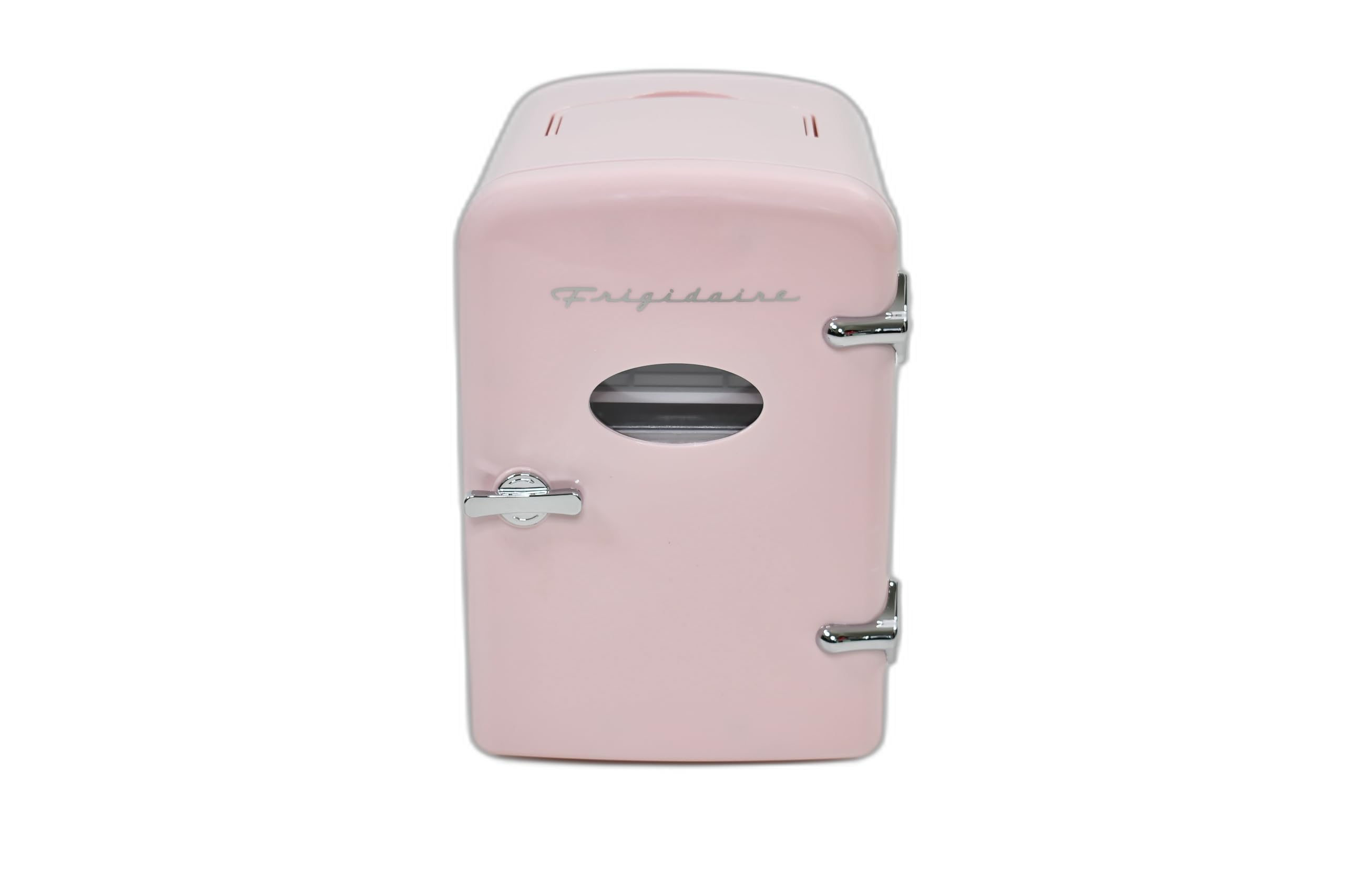 Frigidaire Pink Mini Personal Fridge Cooler, 1 Gal Capacity fits Six Cans, Includes Plugs for Home Outlet & DC Charger - 9.84 D x 7.09 W x 10.35 H