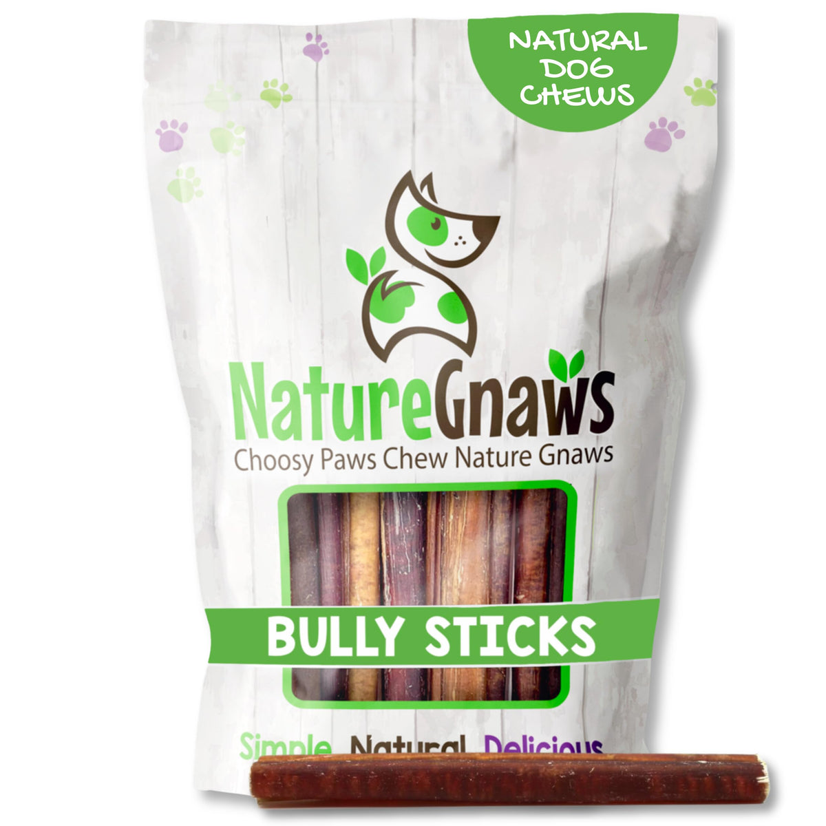 Nature Gnaws Large Beef Bully Sticks 5-6Inch 3 Count