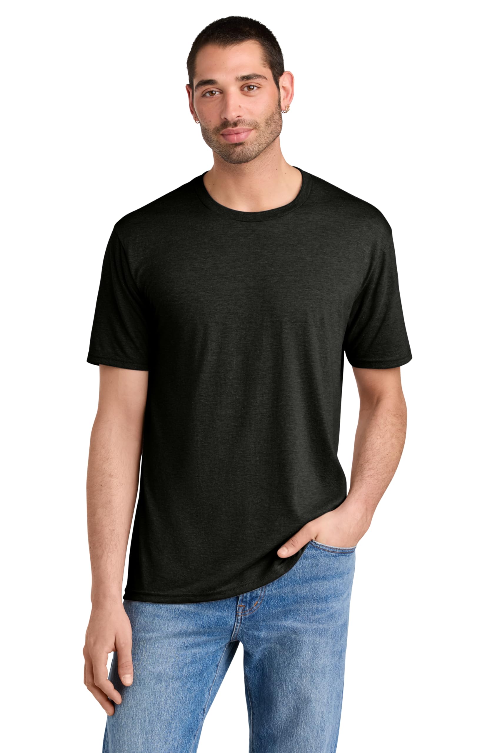 District Perfect Tri Tee - Stylish Casual Short Sleeve T-Shirt for Men & Women, Soft Tri-Blend Fabric, Black Frost, M