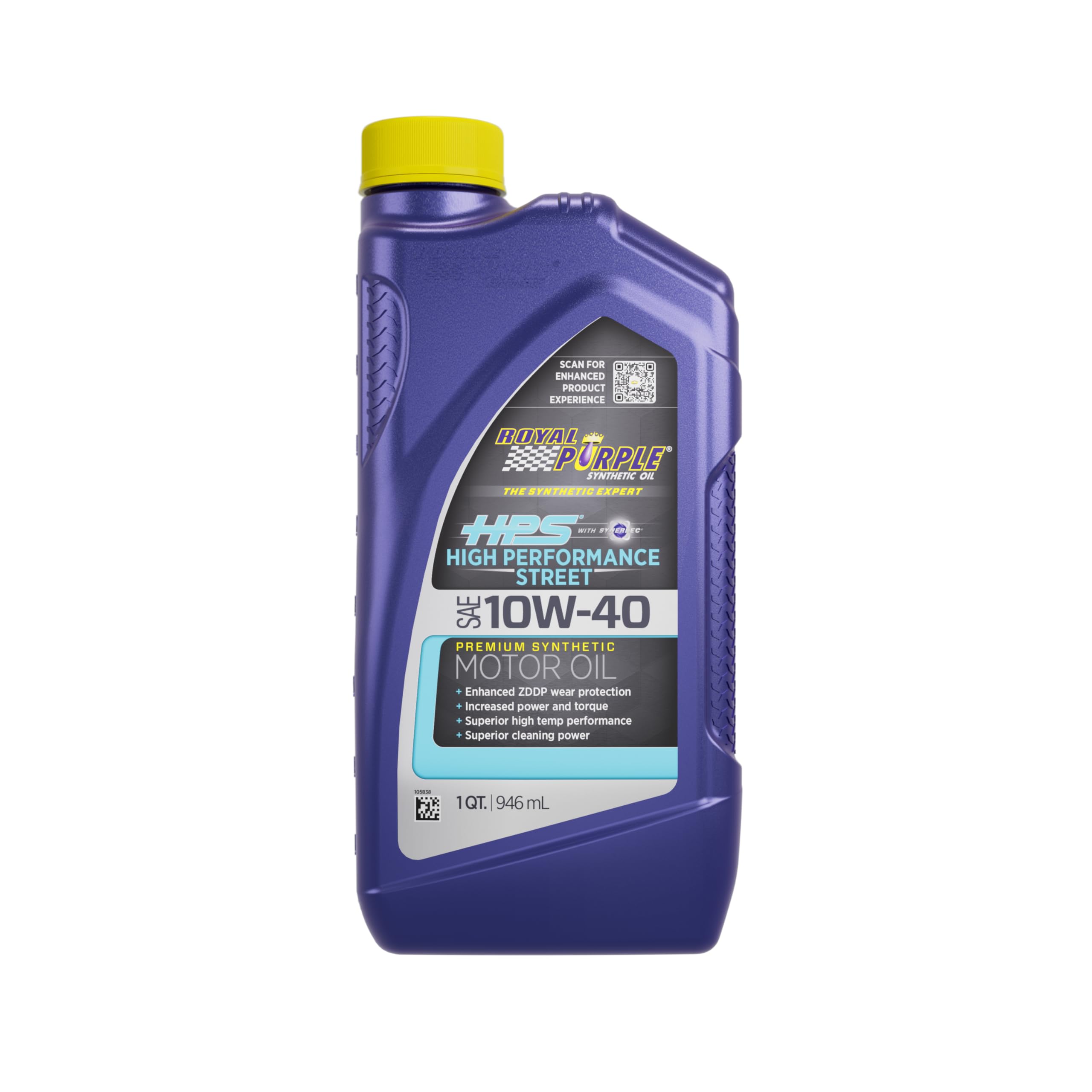 Royal Purple 31140 HPS 10W-40 High Performance Street Synthetic Motor Oil with Synerlec - 1 Quart Bottle Condition-New