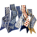 NCDUANSAN Retro small silk scarf girl heart spring and summer narrow ribbon headband headband bag decoration long scarf headdress (blue hair band 5pcs)