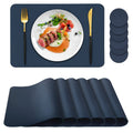Bacgnyer Placemats Set of 6  Placemat with Coasters Heat Stain Scratch Resistant Non-Slip Waterproof Oil-Proof Washable Wipeable Outdoor Indoor for Dining Patio Table Kitchen Decor and Kids (Blue 6)
