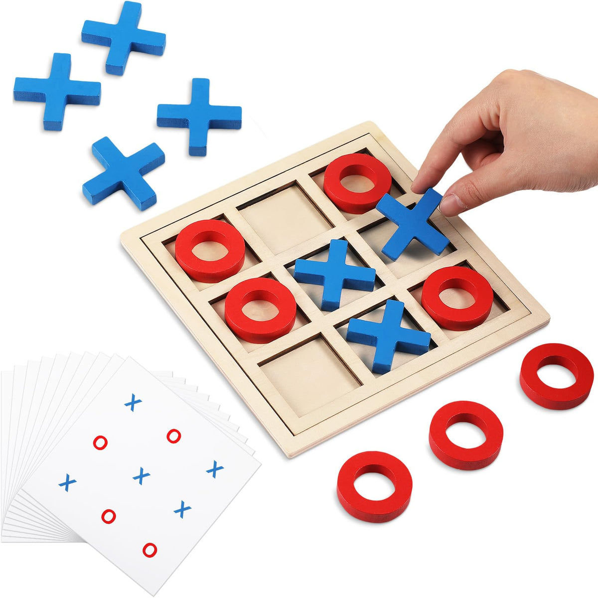 Jumbo Tic Tac Toe Dementia Games for Patients Seniors, Blue, Red