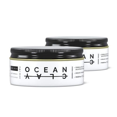 (SHEHVOO) OC DUO Kit - (2) Ocean Clays - Premium Mens Hair Styling Clay (2.4 oz Each)