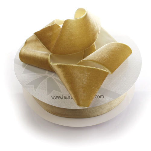 2  Velvet Ribbon Single Sided Soft Plush Luxury Craft Trim for Hair Bows Sewing Gift Wrapping Decorations Floral Arrangements and DIY Projects (Antique Gold  5 Yards)