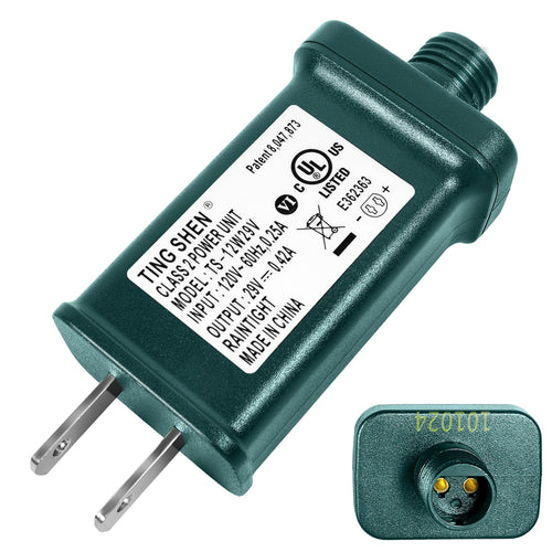 29V LED Power Supply  Christmas Tree Plug Adapter  IP44 Waterproof Class 2 Power Supply for Christmas String Light Inflatable Decorations (TS-12W29V)