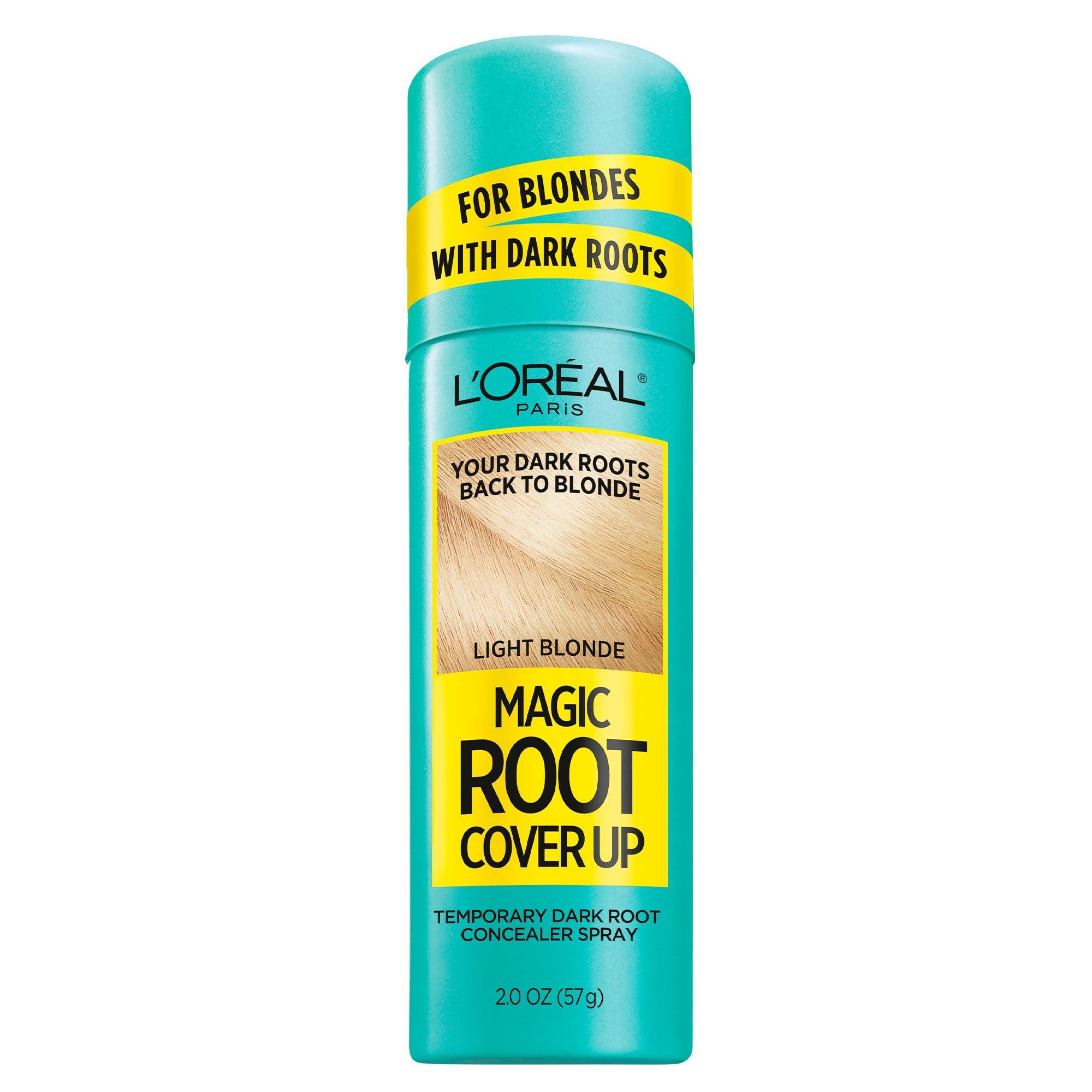 LOreal Paris Magic Root Cover Up Gray Hair Spray, 100% Gray Hair Coverage with Buildable, Lightweight, Transfer-Resistant, and Temporary Formula, Ammonia-Free, Light Blonde, 2 oz (1 Count)