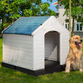 PUKAMI Plastic Outdoor Indoor,Durable Dog House for Small Medium Large Dogs,Waterproof, with Elevated Floor and Air Vents,Ventilate & Easy Clean and Assemble(Blue, 42inch) Condition-New