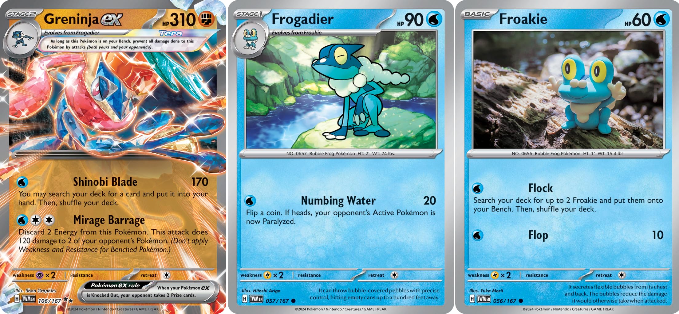 Greninja ex 106/167 – Twilight Masquerade – Pokemon Card Lot Frogadie & Froakie