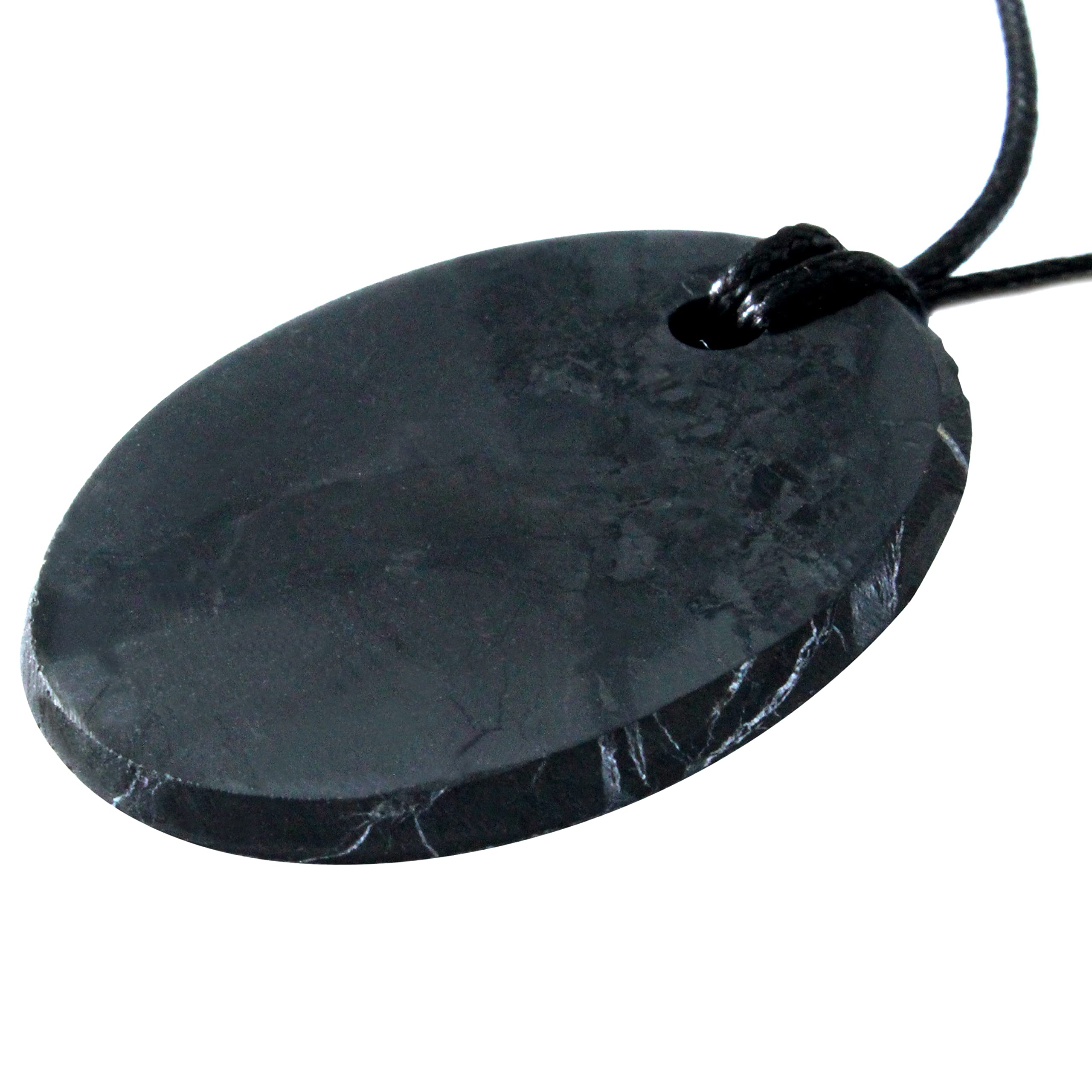 Heka Naturals Shungite Crystal Necklace Pendant | Healing Crystals & Chakra Necklace - Gemstone Jewelry for Men & Women - Spiritual and Joyous Gifts (Small oval) (Small Oval)-Like New Condition-Like New