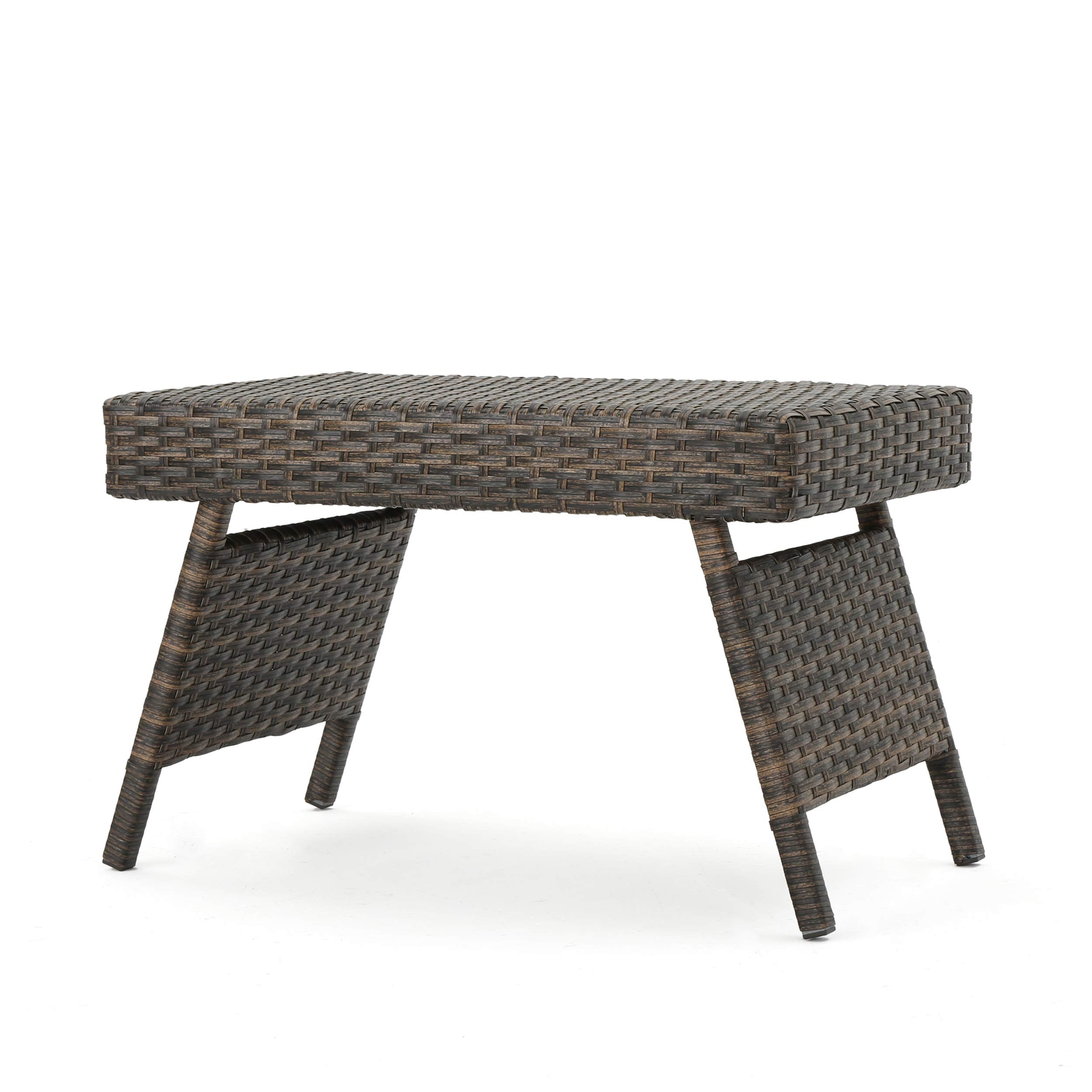Christopher Knight Home Thira Outdoor Wicker End Table with Aluminum Frame, Mix Mocha Condition-New