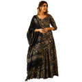 ANNI DESIGNER Womens Rayon Blend Straight Printed Kurta with Sharara & Dupatta (NIRANJANA Black_XXL_Black_XX-Large)  Straight Fit