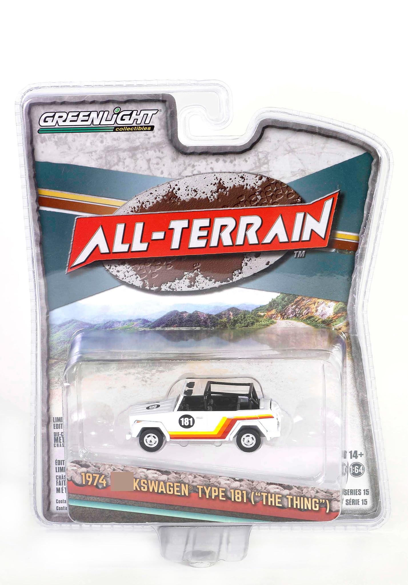 Greenlight 1:64 All-Terrain Series 15-1974 Thing (Type 181) #181 - White with Red, Orange and Yellow Stripes 35270-C [Shipping from Canada] Condition-New