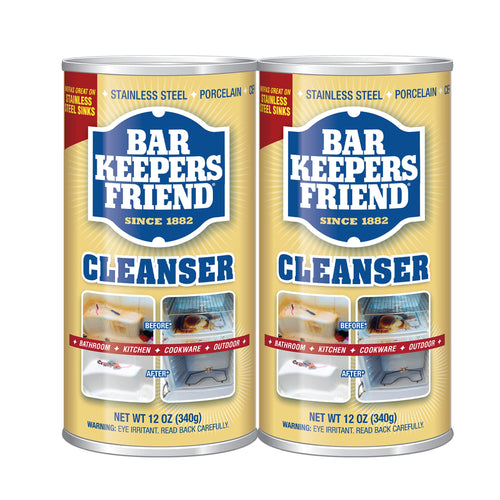 Bar Keepers Friend Powder Cleanser (2 x 12 oz) Multipurpose Cleaner, Stain & Rust Remover for Bathroom, Kitchen & Outdoor Use on Stainless Steel, Aluminum, Brass, Tile, Ceramic, Porcelain & More Condition-New