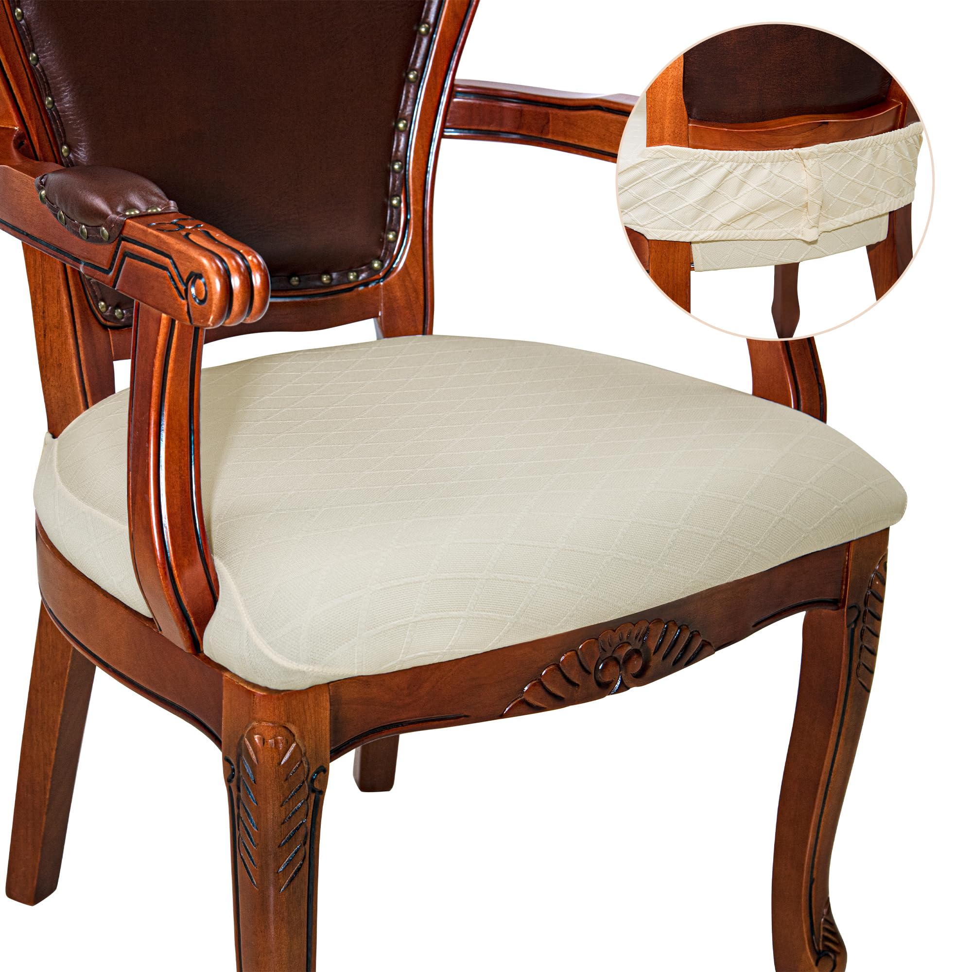 CZL Dining Room Chair Covers Set of 4  Zipper with Rear-Covered Chair Covers for Dining Room Stretch Jacquard Dining Chair Slipcover Removable Washable for Dining Chairs with Arms 4 Pack