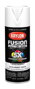 Krylon Fusion All-In-One 12 Oz. Satin Spray Paint, Bright White - 1 Each