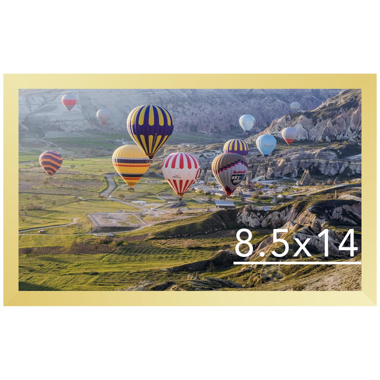 JCJMY 8.5x14 Picture Frame Gold for Wall Hanging, Wall Mounting Horizontally or Vertically, 8.5 x 14 Wall Gallery Poster Photo Frame with Shatter Resistant Plexiglass, Gold Condition-New