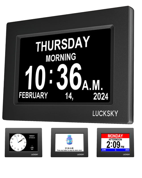 7 Inch Digital Clock Large Display - 19 Alarm Clocks and Medical Reminders  3 Display Modes with Large Font Numbers  10-Level Dimming Display  Designed for Elderly  Dementia  and Visual Impairment