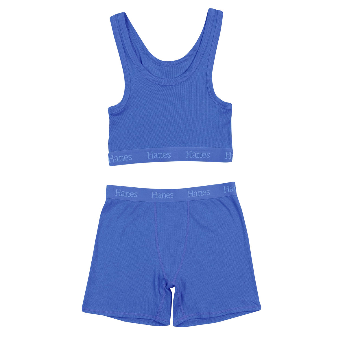 Hanes Womens Originals Supersoft Crop Top & Boxer Shorts Set  Comfywear Loungewear Set