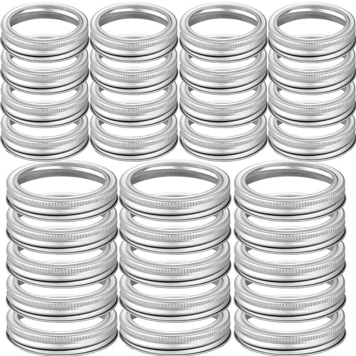 48Pcs Regular and Wide Mouth Canning Jar Rings  Mason Jar Replacement Metal Rings or Durable & Rustproof Tinplate Metal Bands for Mason Jars