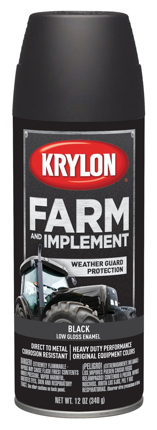 Krylon 1935 Farm & Implement, Low Gloss, Black, 12 oz. Aerosol Paints