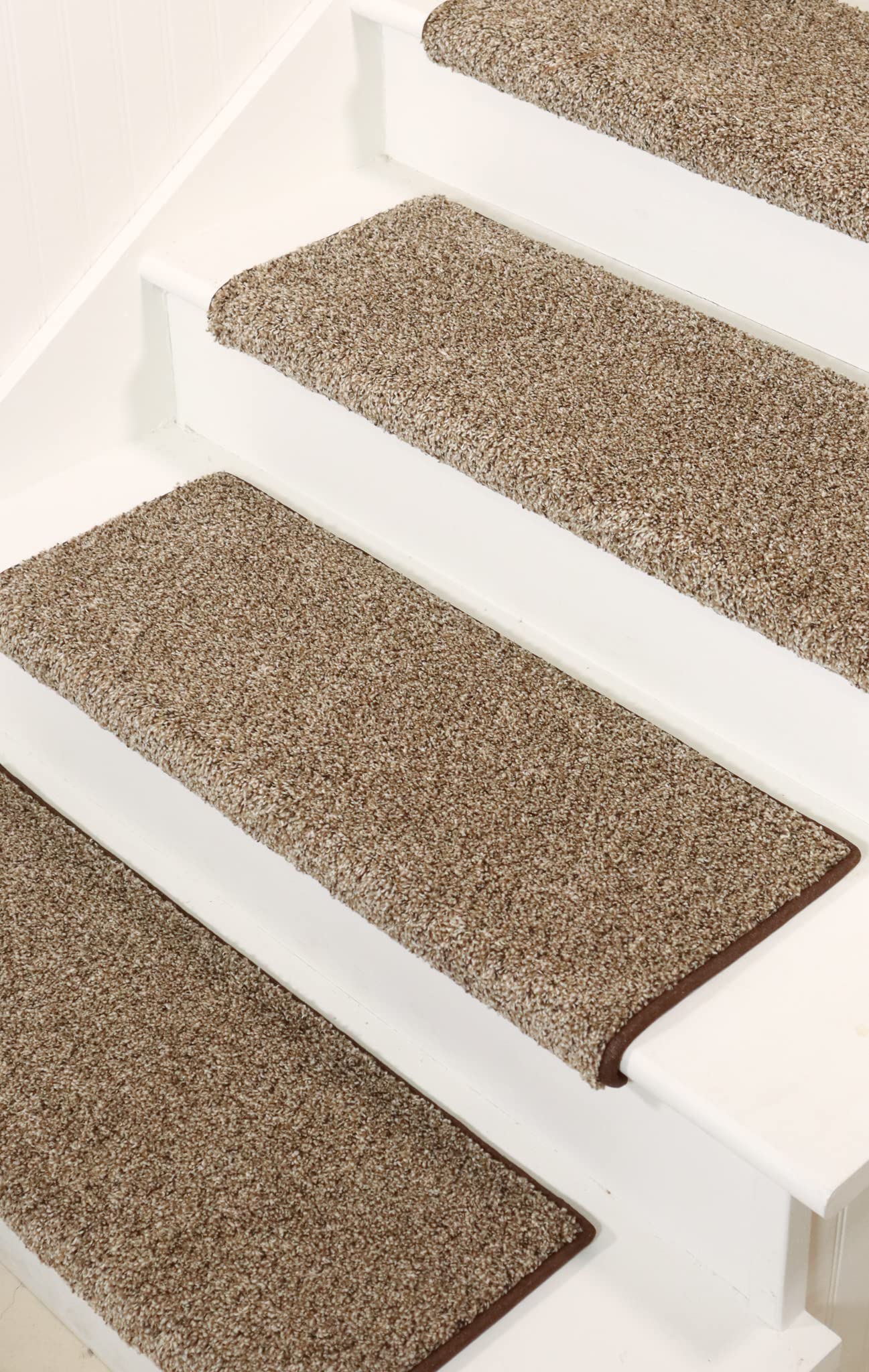 Oak Valley Designs?ounded Bullnose Carpet Stair Treads - Anti Slip Indoor Stair Mats for Wooden Stairs, Style: Stoney Brook, Milk & Cookies 27  W X 9.75Inch D (Set of 14)-Like New Condition-Like New