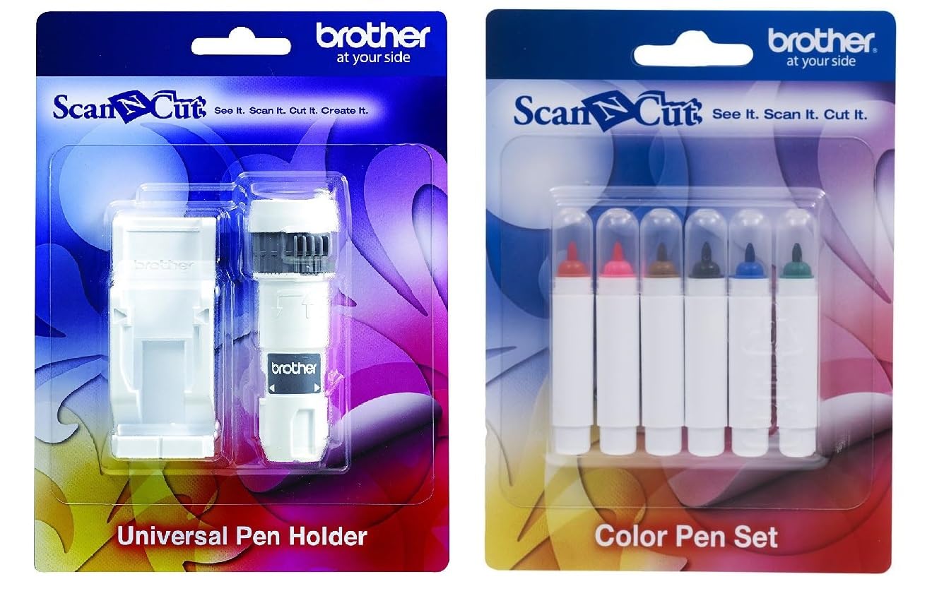 Brother ScanNCut Universal Pen Holder CAUNIPHL1 and 6-Piece Color Permanent Ink Pens CAPEN1
