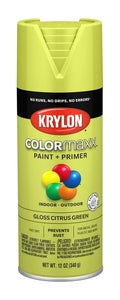 Krylon K05512007 COLORmaxx Spray Paint and Primer for Indoor/Outdoor Use, Gloss Citrus Green, 12 Ounce (Pack of 1)