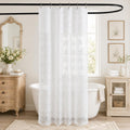 TUDECO White Lace Stall Shower Curtain with Valance 36W x 72L