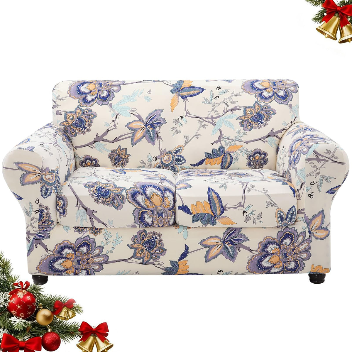hyha Couch Cover  Loveseat Covers  Floral Pattern  Stretch  Printed  3 Pieces  Sofa Slipcovers  for 2 Separate Cushion Couch Sofa  Washable Furniture Protector for Dogs(Loveseat  Vintage Flower)