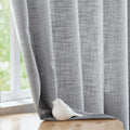 FMFUNCTEX Linen Semi Sheer Curtains 54 Inch Length for Bedroom Living Room, Grey Curtain Panels Sheer Linen Textured Window Drapes Farmhouse Light Filtering Gray 2 Panels Rod Pocket