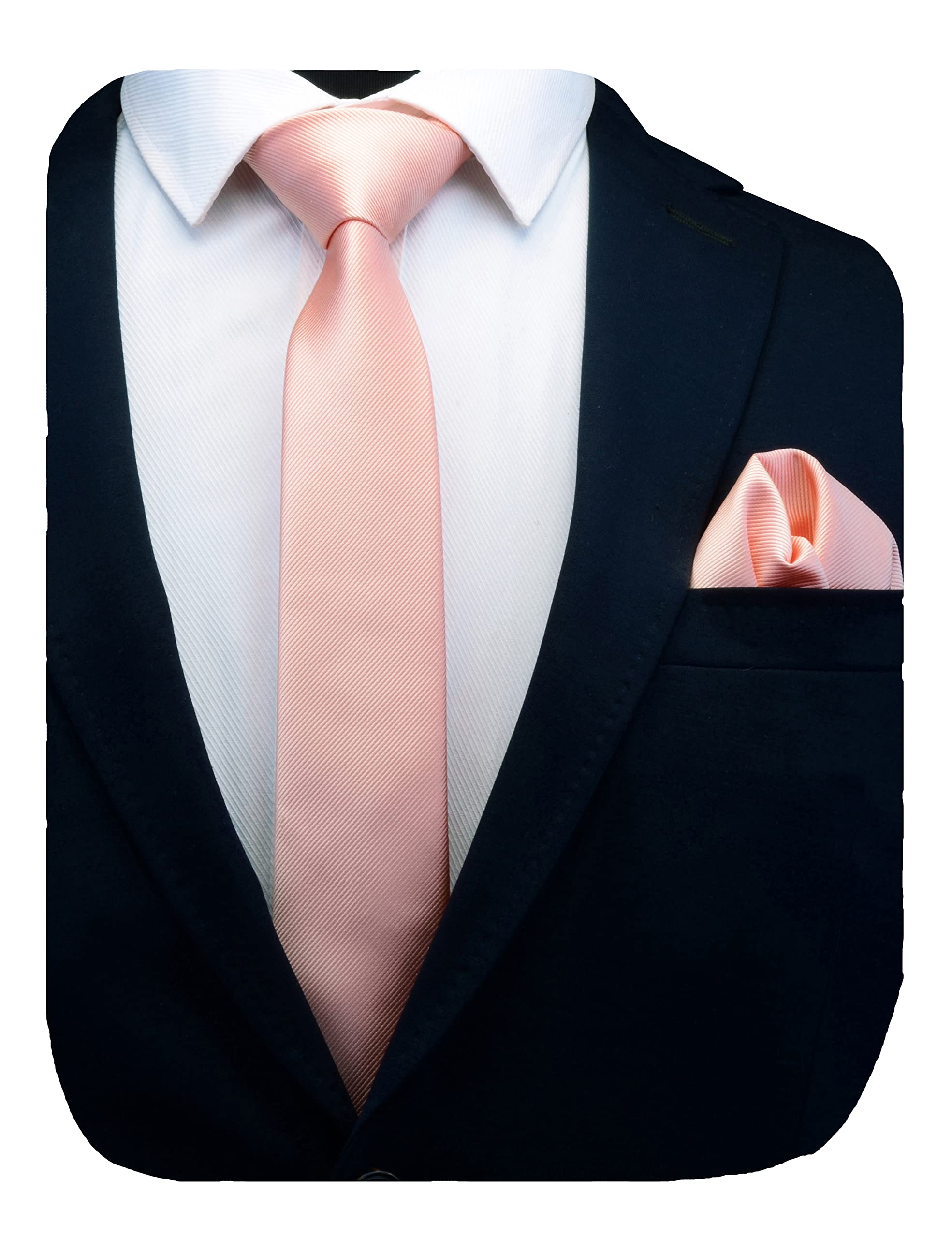 GUSLESON Rose Gold Skinny Ties for Men Solid Thin Tie Slim Necktie and Pocket Square Set (0754-32) Condition-New
