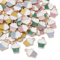 KitBeads 100pcs Random Enamel Dessert Cup Cake Charms - Colorful Cute Sweet Food Charms for Jewelry Making Bracelets Necklace Condition-New