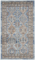 2 X 4 Blue Southwestern Power Loom Non Skid Area Rug