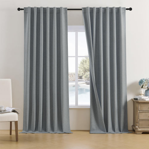132 Inch Curtains Extra Long Back Tab and Rod Pocket Thermal Insulated Blackout Curtains 50 by 132 Inch 11 ft 2 Panels Set,Window Drapes for Bedroom Modern Farmhouse Gothic D?or,Grey
