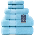 COZYART Sky Blue Bath Towels Set 6 Piece  2 Bath Towels 2 Hand Towels 2 Washcloths  Luxury 100% Turkish Cotton 650GSM Hotel Quality  Soft  Absorbent  Towel Sets for Bathroom
