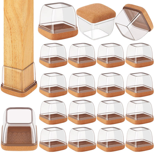 32 Pcs Chair Leg Floor Protectors Square  Silicone Chair Leg Protectors for Hardwood Floors  Chair Leg Caps Covers Protect Wooden Floors from Scratching  Thick  Won t Tear (Fit: 1-1/10  - 1-3/10 )