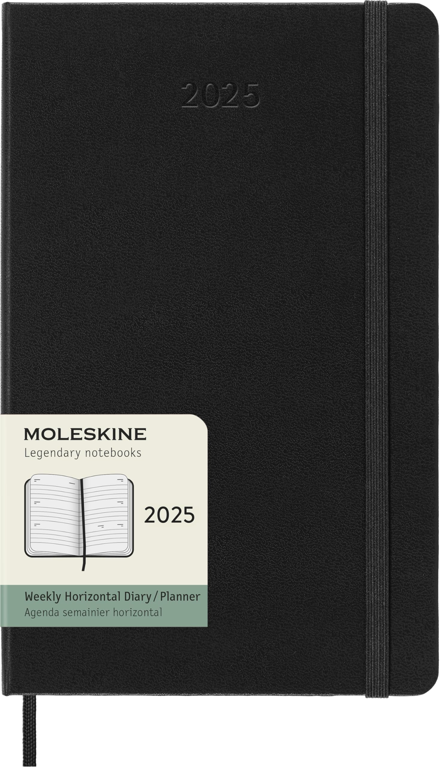 Moleskine Classic 12 Month 2025 Weekly Horizontal Planner  Hard Cover  Large (5 x 8.25)  Black  144 pages