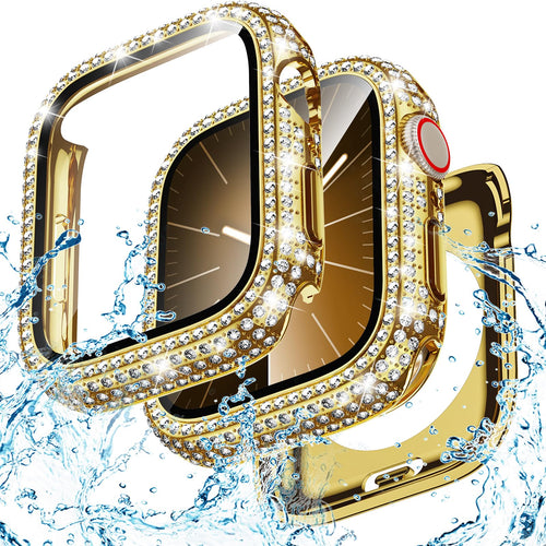 Bling Waterproof Case for Apple Watch Screen Protector 45mm Series 9/8/7