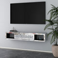 blingworld Mirrored Floating TV Stand, 47 1/2Inch Wall Mounted Floating TV Shelf with Crushed Diamonds, Glass Floating Entertainment Center Under TV Shelf Mantel for Living Room, Bedroom (Silver) Condition-New