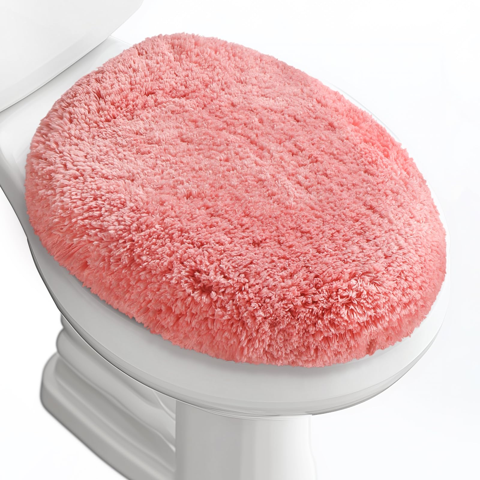 Baahrnom Luxury Soft Microfiber Toilet Lid Cover Machine Washable Solid Toilet Seat Cover 17.5 x 15 Adjustable Rubber Backing Fits Most 16-17.5 L x 14-16 W Round Oblong and Elongated Toilet Seat