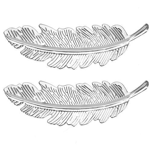 2Pcs Fancy Silver Decorative Hair Clips  Feather Leaf Bridal Barrettes French Hairpins  Formal Accessories Vintage Alloy Luxury Jewelry for Long Hair Women  Girls  Wedding  Prom  First Communion