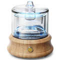 Lecdura Glass Essential Oil Diffuser Humidifier - 80ML Plastic Free  Glass Reservoir  Natural Wood Base  Ultrasonic Cool Mist Aroma Diffusers with Auto-Off 7 Color Light for Home Office Bedroom Gift