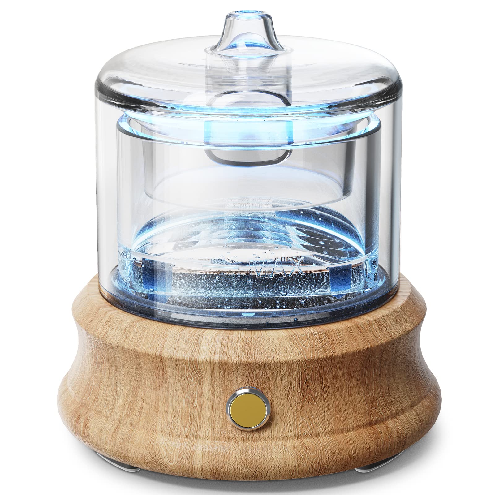Lecdura Glass Essential Oil Diffuser Humidifier - 80ML Plastic Free  Glass Reservoir  Natural Wood Base  Ultrasonic Cool Mist Aroma Diffusers with Auto-Off 7 Color Light for Home Office Bedroom Gift