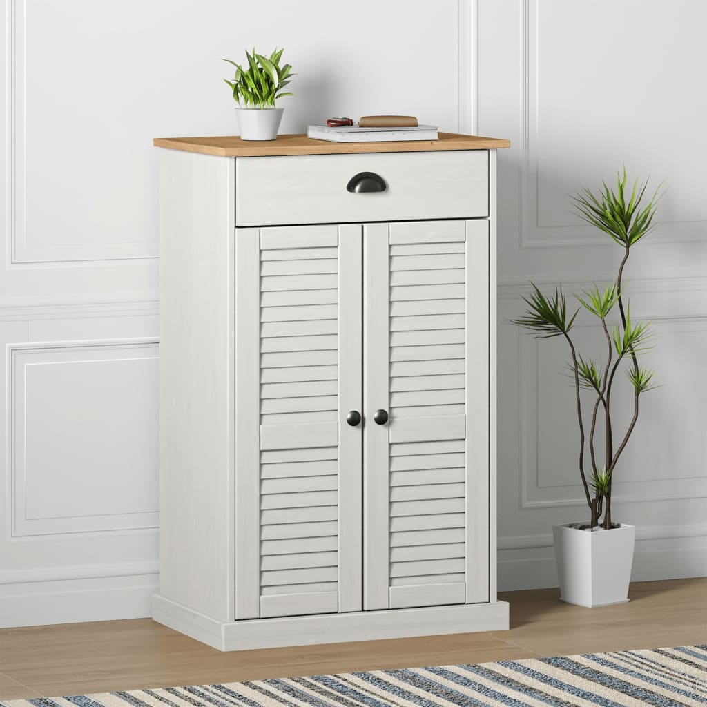 vidaXL Shoe Cabinet VIGO White 23.6x13.8x37.8 Solid Wood Pine-New