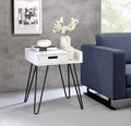 Kings Brand Furniture - Landini Side End Table - Night Stand, White Wood with Black Metal Legs-Like New Condition-Like New